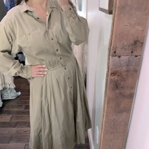 Vintage tan snap button maxi shirt dress size 16M